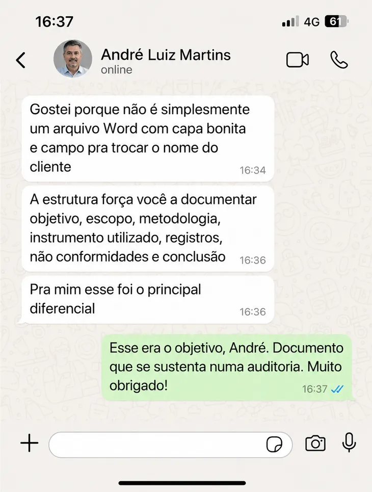 Depoimento de cliente sobre o kit de laudos elétricos, número 5